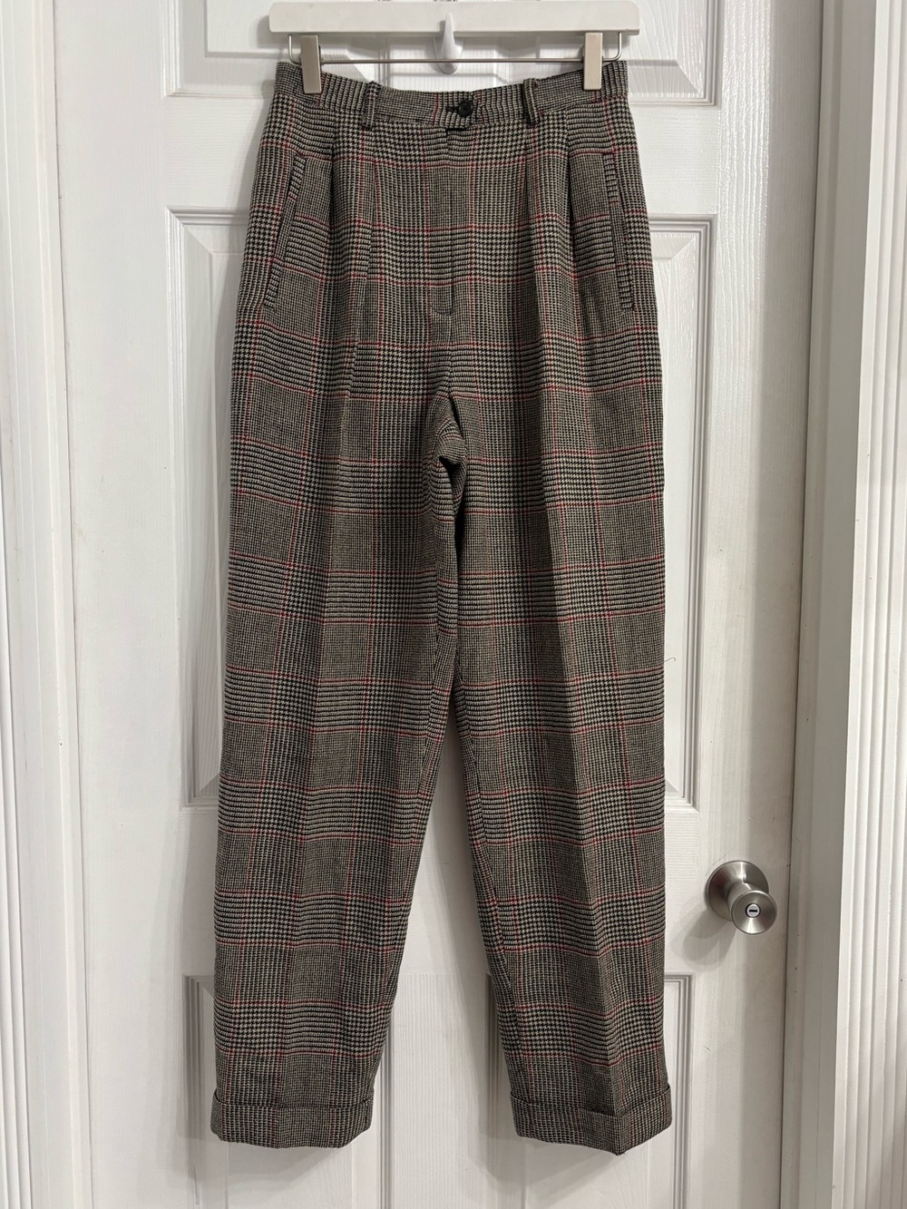 Lauren Ralph Lauren Women's Plaid Wool Trousers High Waist Size 6 Preppy 90’s